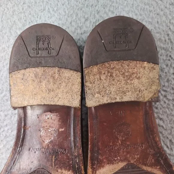 Cable & Co Executive Cap Toe Oxford Dress Shoes Brown Leather Lace Up Mens 11 D - Picture 16 of 16